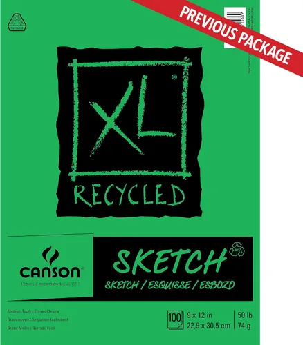 Vista 2 de Canson Cuaderno de bocetos de la serie XL, reciclado, bloc plegable, 9 x 12 pulgadas, 100 hojas (50 libras/2.61 oz), papel de artista para adultos