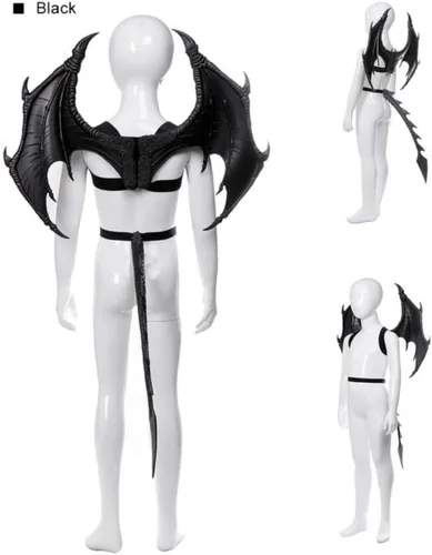 Vista 2 de WISREMT 3 piezas de accesorios de cosplay de dragón, máscara de cola de ala, decoración de fiesta de disfraces