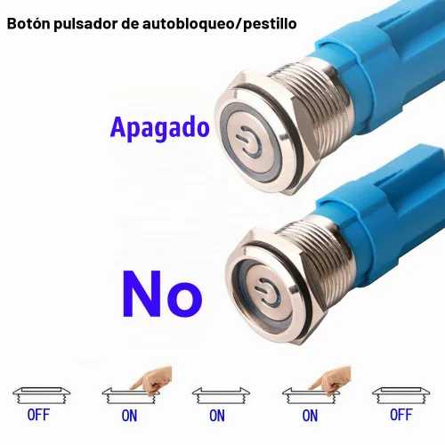 Vista 5 de Gebildet Interruptor de botón de bloqueo automático de acero inoxidable de 0.47 pulgadas/0.472 in, 12 V-24 V, 3 A, símbolo de alimentación, LED