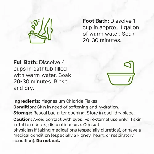 Vista 3 de Pure Magnesium Flakes Bath Soaks, 10lbs - Sustituto natural de la sal de Epsom Copos de cloruro de magnesio de alta absorción Hidrata la piel