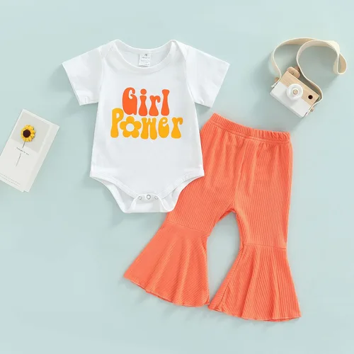 Vista 2 de Conjunto de ropa para bebé y niña, ajuste cómodo, material suave, diseño elegante para 3-24 meses