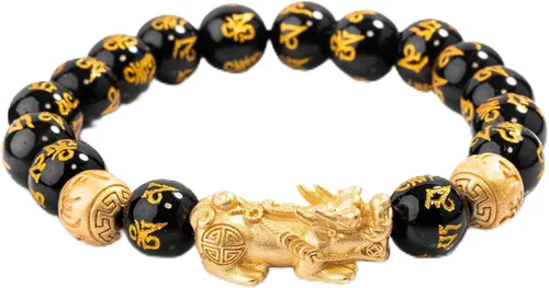 Vista 3 de Pulsera de Dragón de doble cabeza dorada de Buda & Karma – Riqueza, Fuerza y Protección