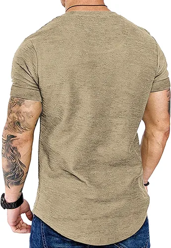 Vista 4 de COOFANDY Paquete de 2 camisetas de manga corta con cuello en V para hombre