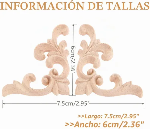 Vista 2 de 4pcs madera tallada apliques onlays esquina flor tallado calcomanías