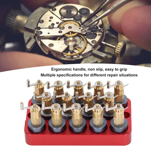 Vista 4 de FTVOGUE 14PCS Reloj Mainspring Winder Aleación de Aluminio Reloj Herramienta de Mantenimiento de Primavera Principal con Base para Relojero