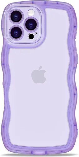 Vista 18 de Anuck Funda para iPhone 13 Pro con borde ondulado, diseño trasero transparente, agarre antideslizante, forma de marco rizado ondulado, a prueba