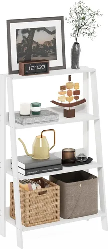 Vista 17 de Furinno Estantería para libros de 4 niveles, estante de escalera de marco abierto, pino ámbar Estantería de almacenamiento de pie de 10.9 x 23.6 x
