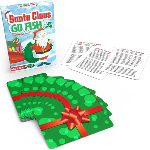 Vista 2 de Santa Claus Go Fish - Un juego de Navidad familiar para niños a partir de 4 años Go Fish, Old Maid y Slap Jack en una baraja