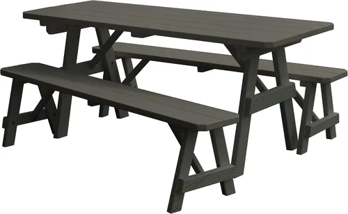 Vista 3 de Furniture Barn USA Pine - Mesa tradicional de 4 pies con 2 bancos, color negro