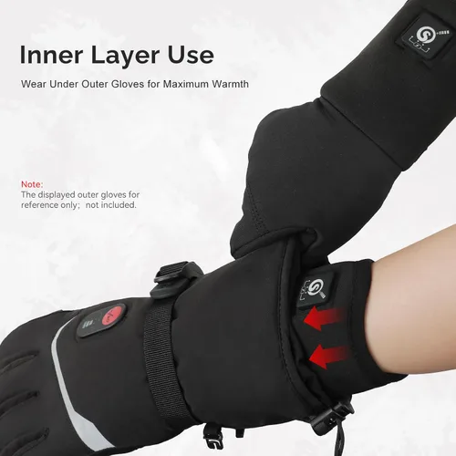 Vista 7 de DAY WOLF Heated Glove Liners Electric Gloves for Men Women Rechargeable Battery Hand Warmer for Winter Sports Snow Biking Riding Cycling Hunting