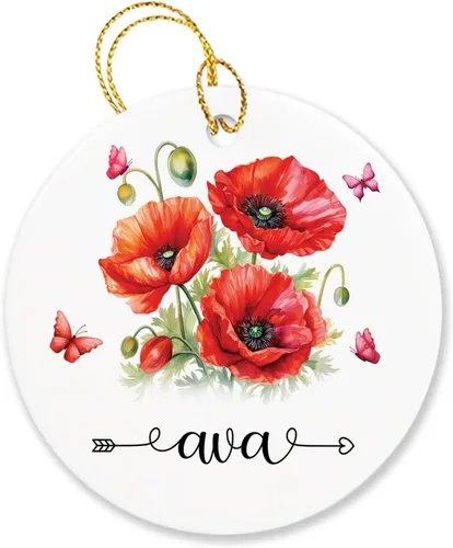 Vista 21 de Adorno personalizado de flor de azalea para la primera Navidad, adorno personalizado de Azalea 1ª Navidad, recuerdo de flores para amigos, regalo