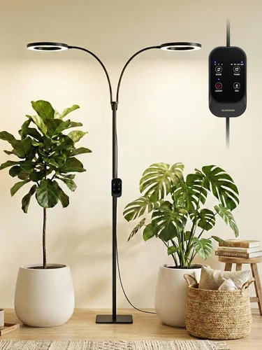 Vista 10 de GLOWRIUM Luz LED de Cultivo de 24W para Plantas de Interior, Altura Ajustable de 23.5-71", Espectro Completo de 3 Modos de Crecimiento para Luz