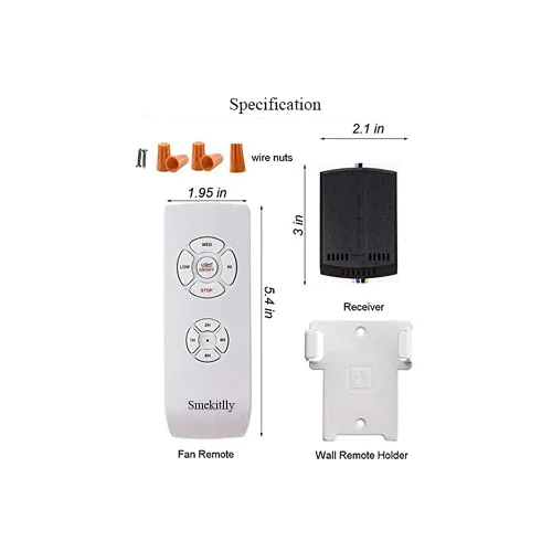 Vista 8 de Kit de control remoto universal para ventilador de techo - Control remoto inalámbrico mini 3 en 1 con control de velocidad, interruptor de luz