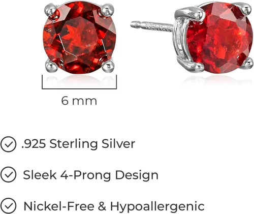 Vista 68 de Amazon Essentials Aretes redondos de plata de ley con piedra natal (anteriormente colección Amazon)