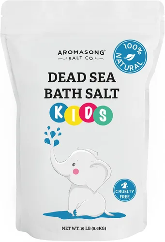 Vista 11 de Aromasong Sal del Mar Muerto para niños con aloe vera - Calmante, calmante y listo para dormir - Paquete resellable a granel de grano fino de 4