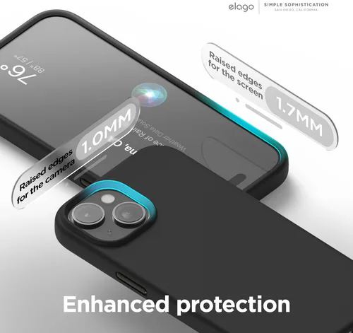 Vista 6 de elago - Carcasa magnética de silicona para iPhone 15, color negro Compatible con MagSafe, imanes integrados, silicona de agarre suave, a prueba