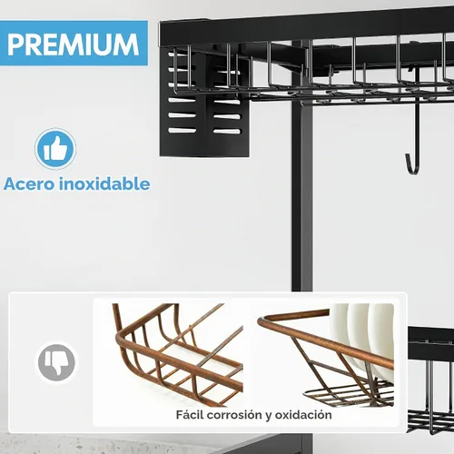 Vista 4 de BOOSINY Over The Sink Dish Drying Rack with Utensil and Cup Holder Negro
