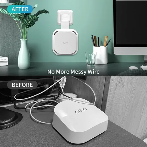 Vista 5 de Soporte de montaje en pared para eero 7 router Mesh Wi-Fi System – Sin cables desordenados, soporte de pared para extensor eero 7, soporte