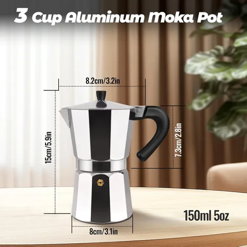 Vista 120 de Cafetera clásica de aluminio para 3 tazas Azul