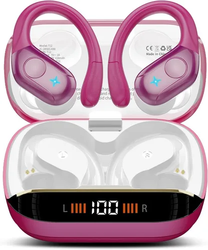 Vista 23 de Qecnato 75H Earbuds Bluetooth 5.4 Auriculares estéreo deportivos Azul