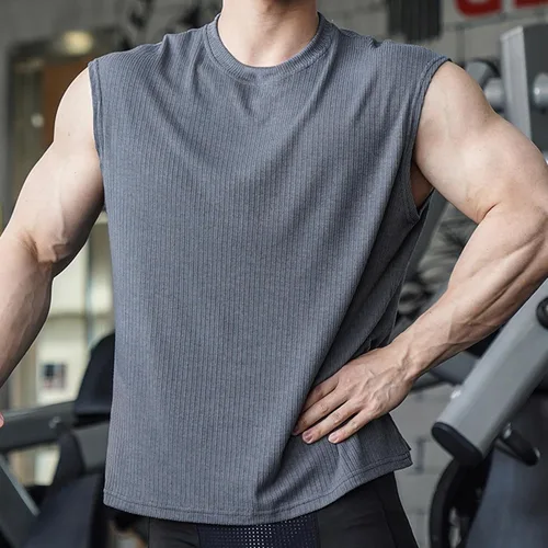 Vista 9 de Chalecos de yoga para hombre, chaleco sin mangas para hombre, cuello barco, acanalado, ganchillo, camisola sin mangas, chaleco de otoño y verano 2024