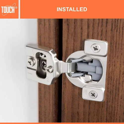 Vista 6 de TOUCH Bisagras compactas para gabinete (1 par, 2 piezas) de cierre suave, marco frontal superpuesto de 3/4 pulgadas, bisagra oculta para armario