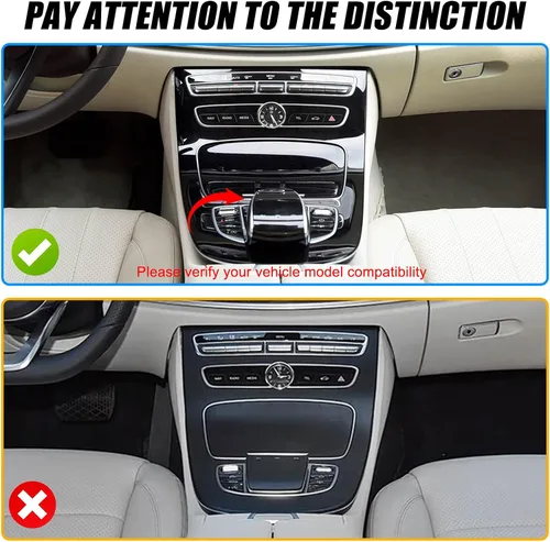 Vista 2 de Cubierta del panel de la caja de cambios de la consola central compatible con Mercedes Benz Clase E W213 2016 2017 2018, estilo fibra de carbono