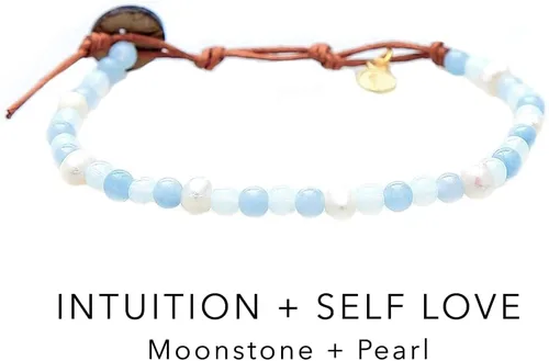 Vista 6 de Lotus and Luna Pulsera curativa de chakras energéticos de 0.157 in con piedras reales, jade, perla, cuarzo rosa, amatista, piedra lunar