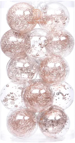 Vista 31 de Sea Team Juego de bolas de Navidad de plástico transparente, inastillables, varios tamaños, bolas decorativas de Navidad con decoraciones delicadas