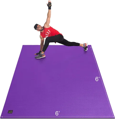 Vista 18 de GXMMAT Alfombrilla de ejercicio grande de 6 x 4 pies/6 x 5 pies/6 x 6 pies (0.276 in), alfombrillas gruesas para suelo de gimnasio en casa, tapete