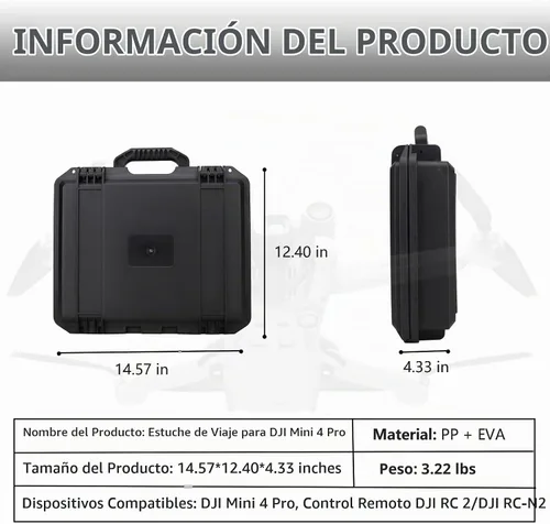 Vista 6 de Mini 4 Pro Case - Estuche portátil profesional de viaje rígido para DJI Mini 4 Pro Fly More Combo y accesorios para drones