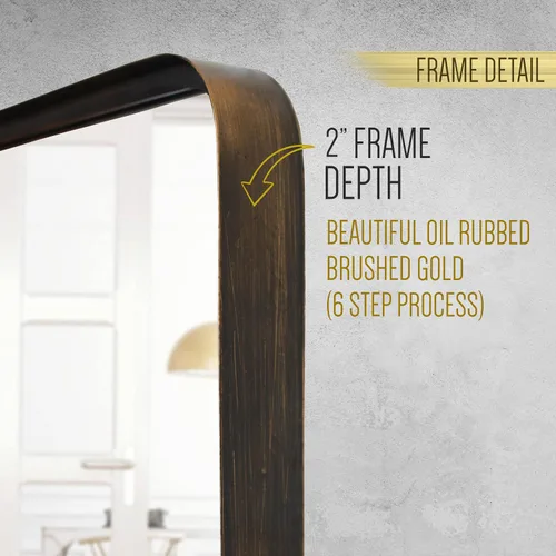 Vista 4 de HBCY Creations Espejo rectangular de bronce aceitado de 20 x 30 pulgadas, espejo de marco profundo, espejo de baño de bronce aceitado, espejo
