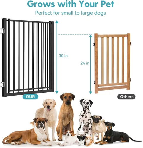 Vista 5 de No Pawblems - Puerta independiente para perros, valla plegable de 30 pulgadas de alto para interiores, extensión de puerta extra ancha para Blanco