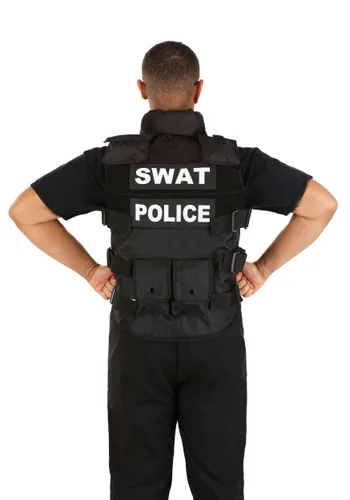 Vista 2 de Disfraz Chaleco Deluxe Equipo SWAT Talla Plus para Adultos Multicolor