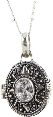 Vista 11 de Colgante de medallón ovalado de Bali de plata esterlina de 20 "collar de cadena JD125