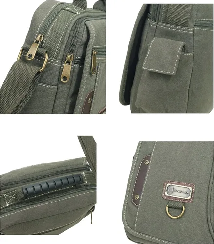 Vista 4 de Bolso de mano para hombre, bolso de hombro pequeño de lona, bolso de mensajero, bolsa de viaje, bolsa de trabajo para hombre