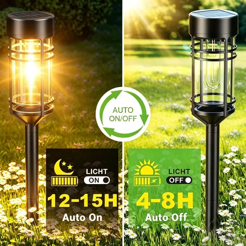 Vista 4 de Amzarp - Paquete de 8 luces solares para jardín, luces LED solares luz cálida