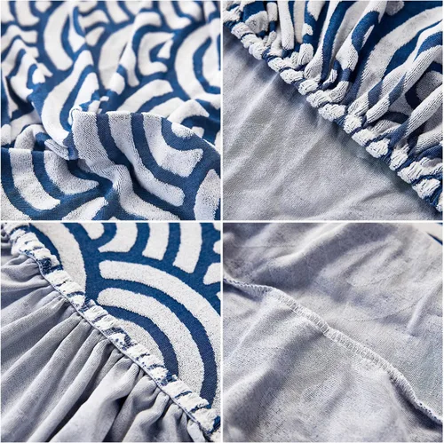 Vista 5 de JOKIVTOU Fundas para sofá modular, fundas de sofá con textura ondulada en forma de L, fundas de sofá reclinable, fundas elásticas para sofá Azul