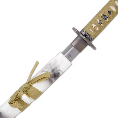 Vista 6 de Snake Eye Tactical Espadas katana-samuráis japonesas clásicas T-10 de acero con soporte de madera resistente