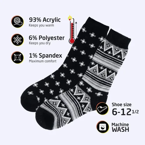 Vista 2 de HOT FEET Thermal Socks for Men 24 Pack, Extreme Cold Boots Socks -Winter Insulated Socks, Cold Weather Size 6-12.