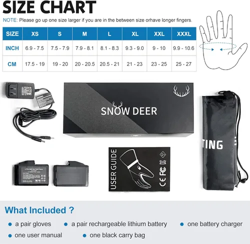 Vista 6 de Guantes Calefactables Mejorados para Hombres y Mujeres, Guantes Mitones Eléctricos de Batería para Esquí y Motocicleta
