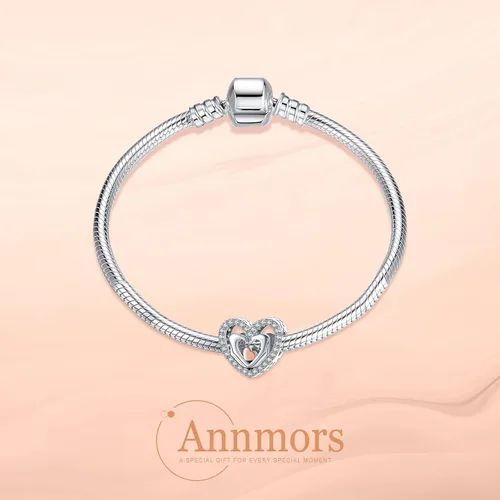 Vista 2 de Annmors Snowflake Charms for Woman-925 Sterling Silver Dangle Pendant Cubic Zirconia BeadGirl Jewelry Beads Gifts for Women BraceletNecklace