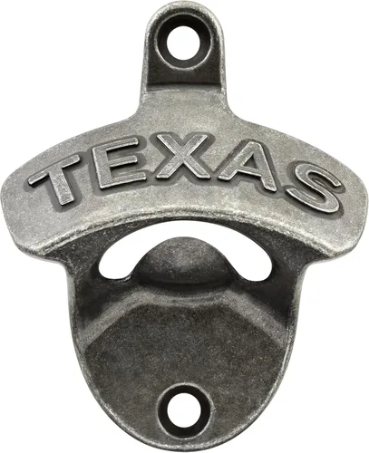 Vista 9 de Abrebotellas de bronce antiguo montado en la pared TEXAS A prueba de óxido, acabado vintage, atornillado en madera para mesa de pared, valla