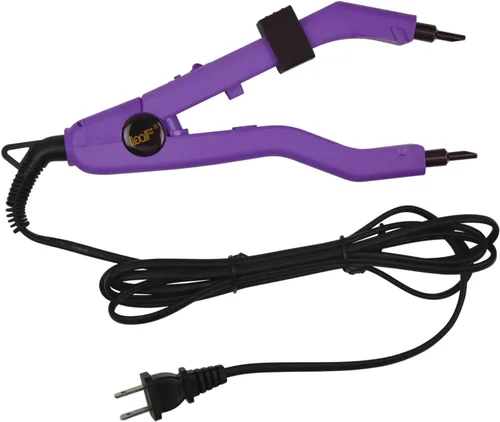 Vista 10 de Kit de herramientas de extensiones de cabello con conector de hierro térmico de fusión, enchufe de EE. UU., 50 unidades de protectores térmicos