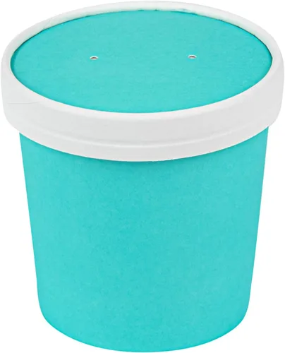 Vista 19 de Restaurantware Bio Tek - Tapas para sopa de papel azul, 200 desechables, 12 onzas, redondas, estilo moderno, herméticas, se venden por separado Azul