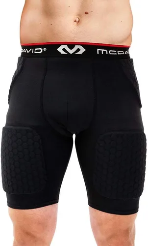 Vista 3 de McDavid Men's Compression Shorts w/HEX Pads Dual-Density Tights w/Hip, Tailbone, Thigh Padding for w/Cup Pocket, Football Negro