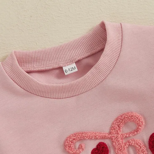 Vista 4 de Prendas de Ropa para Niña Otoño Invierno Conjunto de Dos Piezas Sudaderas de Manga Larga con Letras+Pantalón 2 Piezas Ropa para Niña Be Mine-rosa