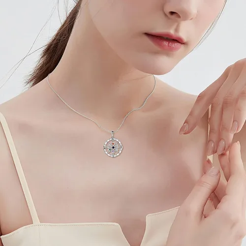 Vista 9 de LUHE Collar de plata de ley con dije de pentagrama de chakras y luna, pentáculo, celta, pagano, wiccano, amuleto mágico para mujeres, adolescentes