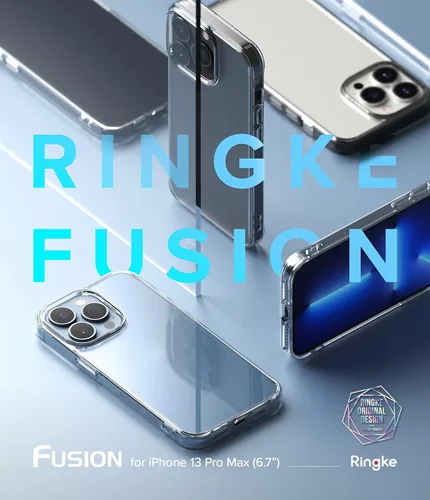 Vista 8 de Ringke Fusion funda compatible con iPhone 13 Pro Max, dura, minimalista, no se amarillenta, parte trasera transparente, con bordes protectores
