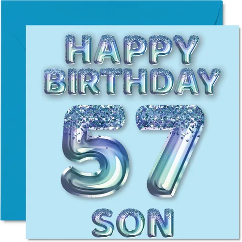 Vista 259 de Stuff4 Tarjeta de primer cumpleaños para niños, globo de fiesta con purpurina azul, tarjetas de feliz cumpleaños para niño de 1 año, nieto, hijo, 57